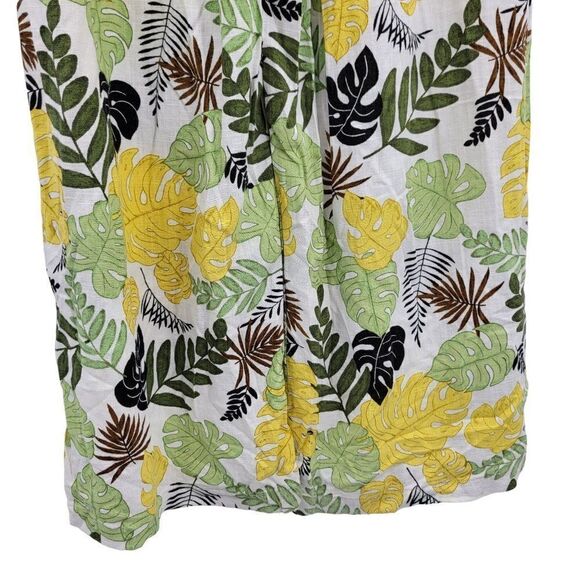 Vintage 80's Palazzo Pants M Tropical Print Linen High Waisted Wide Leg Beach - Picture 6 of 10